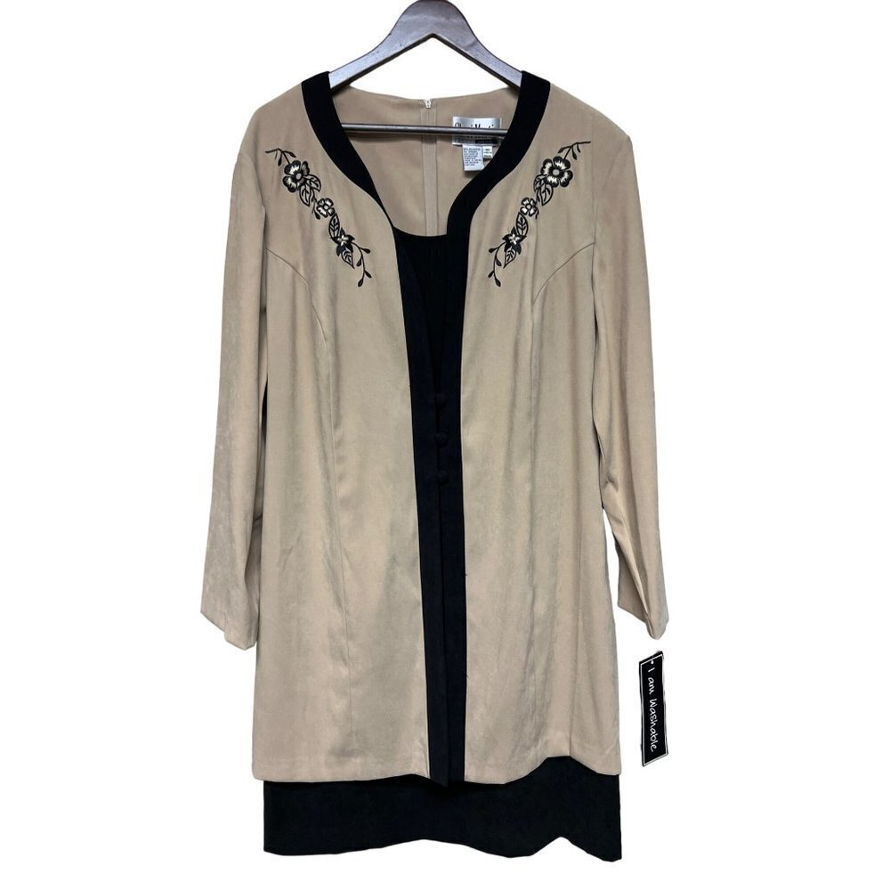 NEW! Sheri Martin Woman Beige Black Over Coat Dress Women's Career Outfit 18W 18